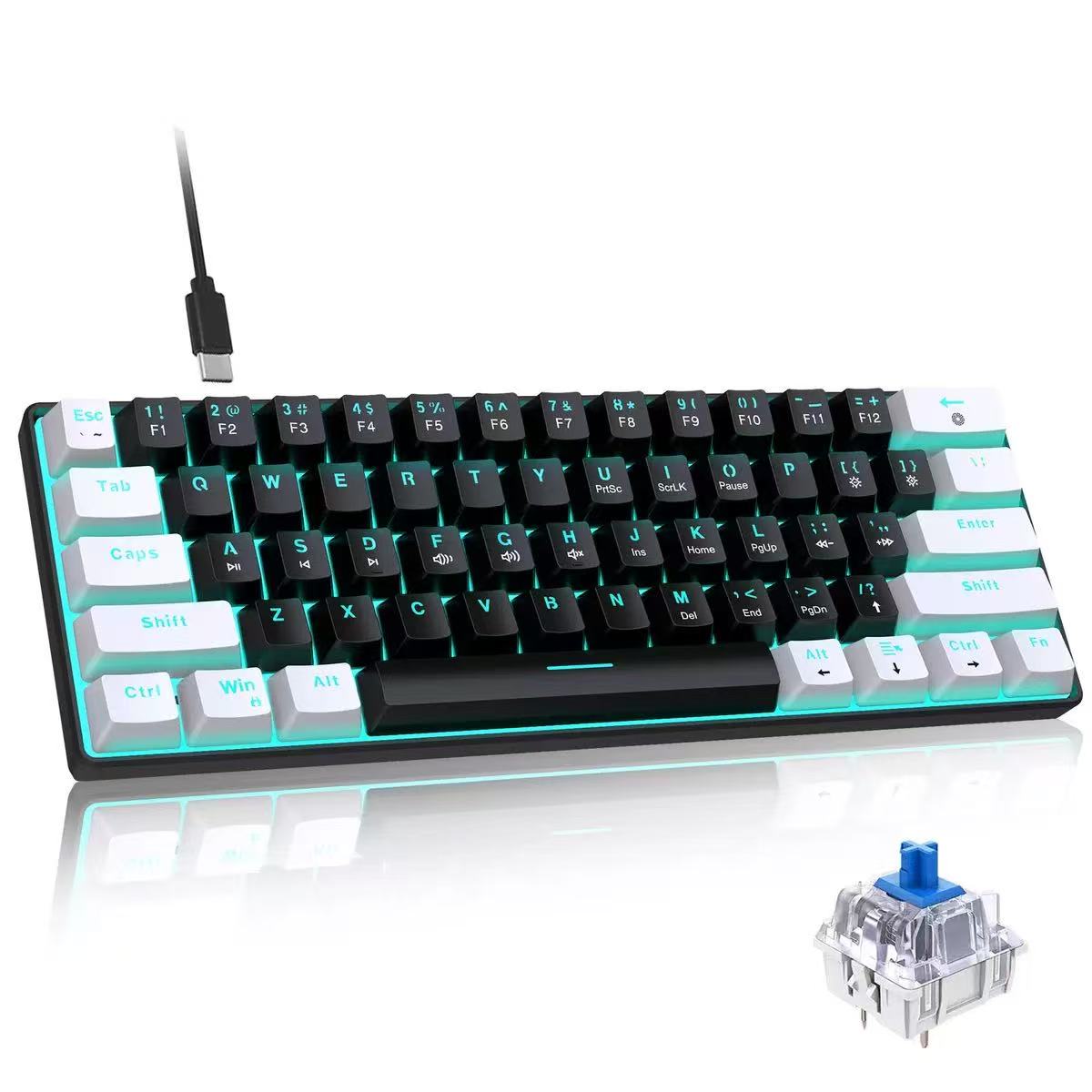 60% Mechanical Keyboard, Gamin - Keyboard Gaming Blue Switch 评论和价格