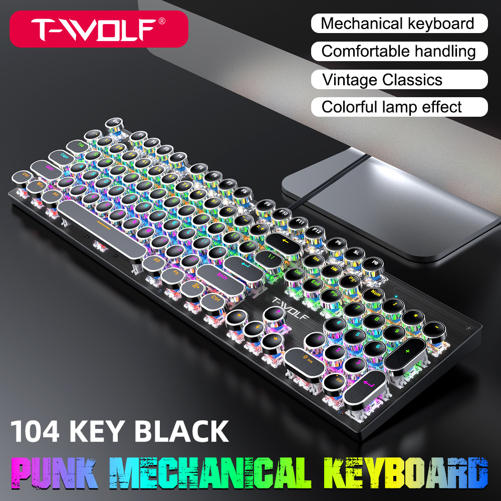T75 Retro Punk Mechanical Keyb - Keyboard Gaming Blue Switch 评论和价格