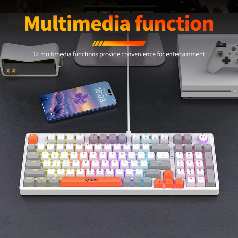 GK98 Wired gaming keyboard RGB - Keyboard Gaming Blue Switch 评论和价格