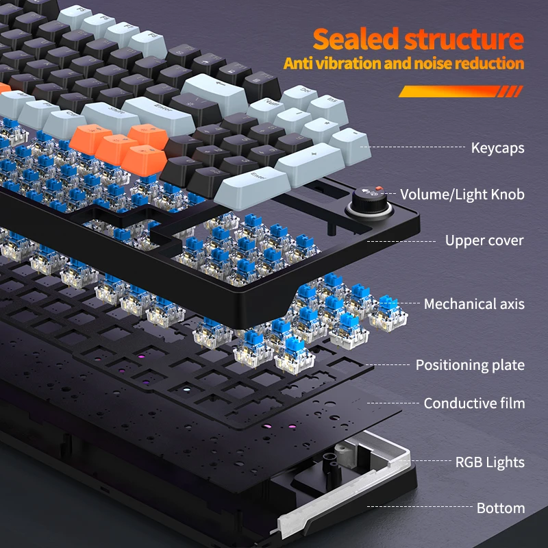 GK98 Wired gaming keyboard RGB - Keyboard Gaming Blue Switch 评论和价格
